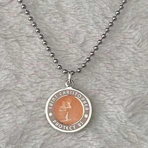 Saint Christopher Necklace Medium Guava Pink Surf Friendship protection